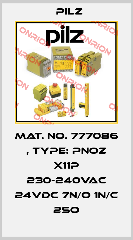 Mat. No. 777086 , Type: PNOZ X11P 230-240VAC 24VDC 7n/o 1n/c 2so Pilz