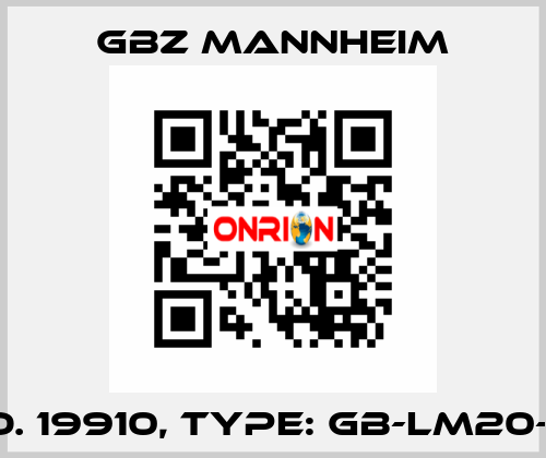 Id No. 19910, Type: GB-LM20-SET  GBZ MANNHEIM