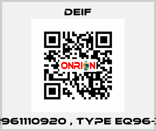 2961110920 , type EQ96-X Deif