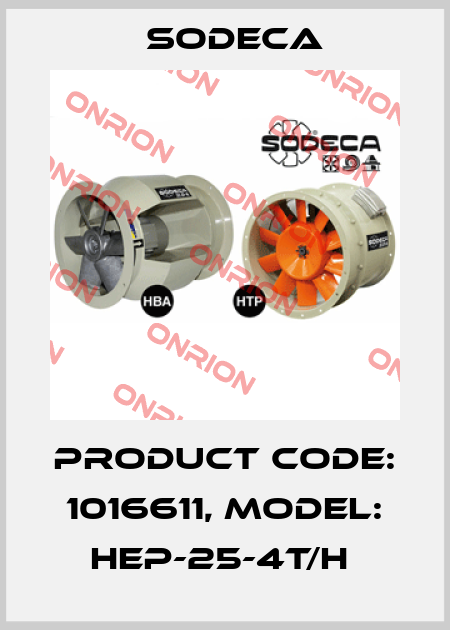 Product Code: 1016611, Model: HEP-25-4T/H  Sodeca