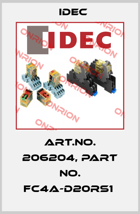 Art.No. 206204, Part No. FC4A-D20RS1  Idec