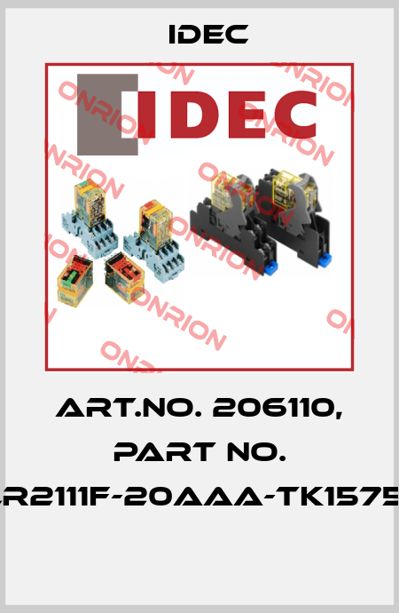 Art.No. 206110, Part No. NRLR2111F-20AAA-TK1575-A4  Idec