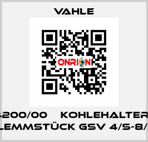 0104200/00    KOHLEHALTER MIT KLEMMSTÜCK GSV 4/S-8/S  Vahle