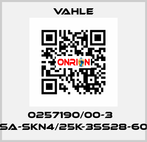 0257190/00-3    SA-SKN4/25K-3SS28-60  Vahle