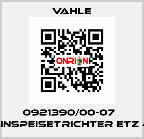 0921390/00-07    EINSPEISETRICHTER ETZ 4  Vahle