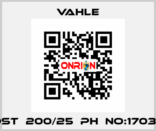 KDST  200/25  PH  NO:170321  Vahle