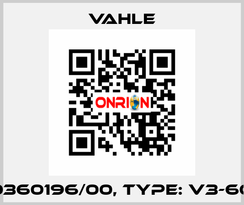 P/n: 0360196/00, Type: V3-6000-K Vahle