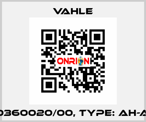 P/n: 0360020/00, Type: AH-AKV-K Vahle