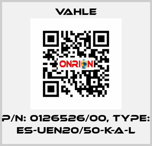 P/n: 0126526/00, Type: ES-UEN20/50-K-A-L Vahle