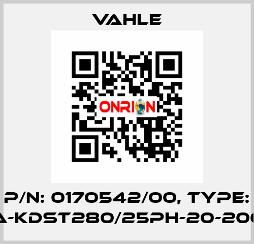 P/n: 0170542/00, Type: SA-KDST280/25PH-20-2000 Vahle