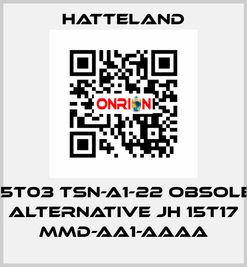 JH 15T03 TSN-A1-22 obsolete, alternative JH 15T17 MMD-AA1-AAAA HATTELAND