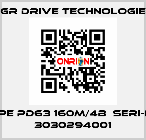 Type PD63 160M/4B  Seri-No: 3030294001 PGR Drive Technologies