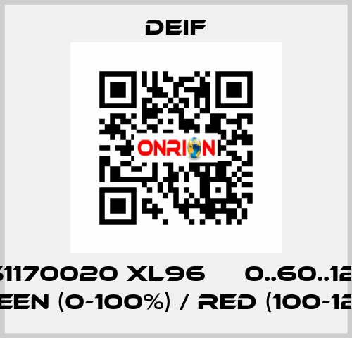 2951170020 XL96     0..60..120 % -green (0-100%) / red (100-120%) Deif