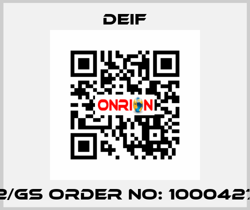 PPU/2/GS ORDER NO: 100042701.10  Deif