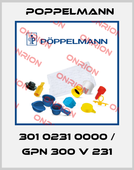 301 0231 0000 / GPN 300 V 231 Poppelmann