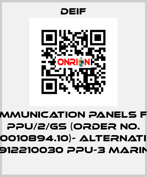 Communication panels for PPU/2/GS (Order No. 600010894.10)- ALTERNATIVE 2912210030 PPU-3 Marine Deif