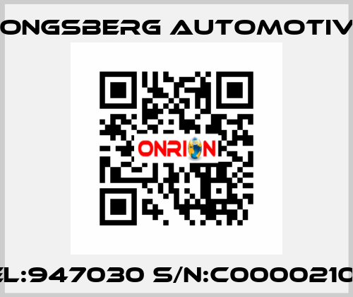 Model:947030 S/N:C00002102024 Kongsberg Automotive