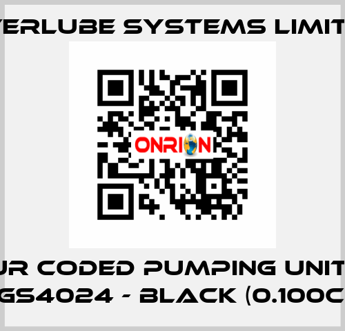 Colour coded pumping units for XGS4024 - Black (0.100cc) Interlube Systems Limited