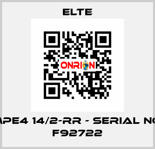 TMPE4 14/2-RR - Serial No .: F92722 Elte