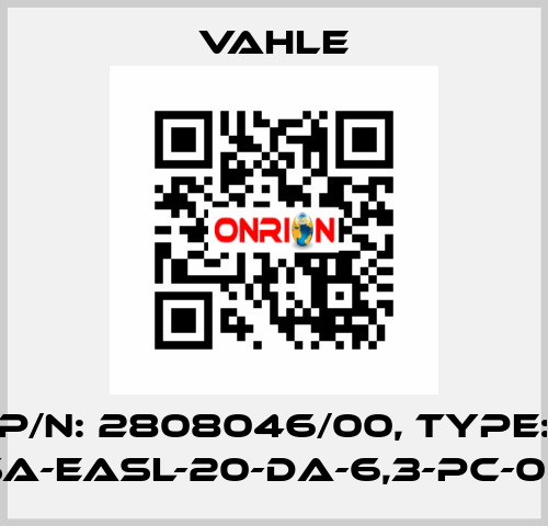 P/N: 2808046/00, Type: SA-EASL-20-DA-6,3-PC-06 Vahle