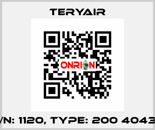 P/N: 1120, Type: 200 4043B TERYAIR