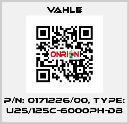 P/n: 0171226/00, Type: U25/125C-6000PH-DB Vahle