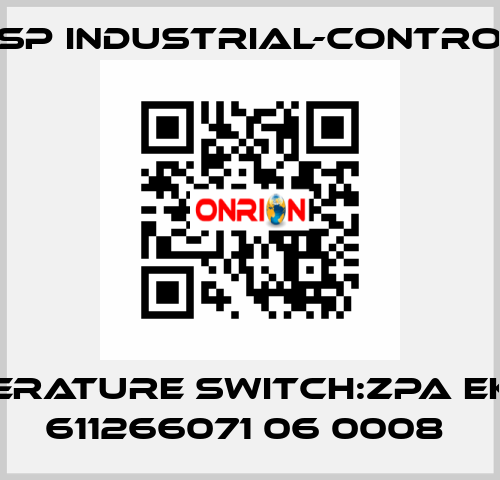 TEMPERATURE SWITCH:ZPA EKOREG 611266071 06 0008  JSP Industrial-Control