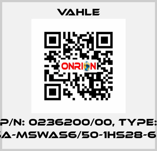 P/N: 0236200/00, Type: SA-MSWAS6/50-1HS28-60 Vahle