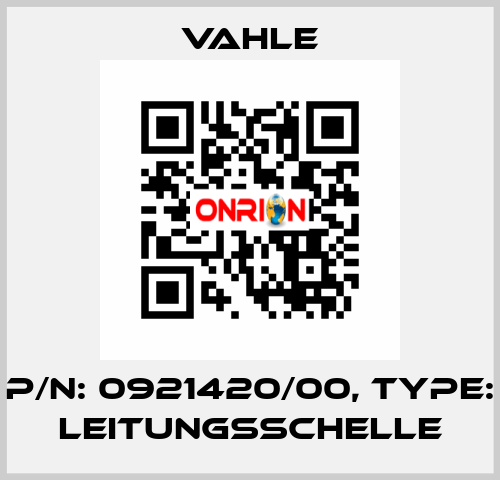 P/n: 0921420/00, Type: LEITUNGSSCHELLE Vahle