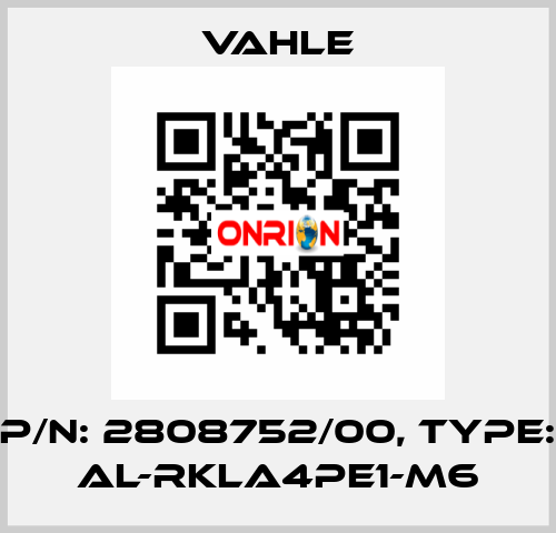 P/n: 2808752/00, Type: AL-RKLA4PE1-M6 Vahle