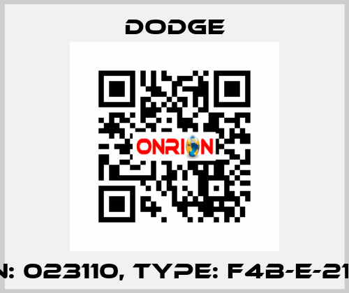 P/N: 023110, Type: F4B-E-215R Dodge