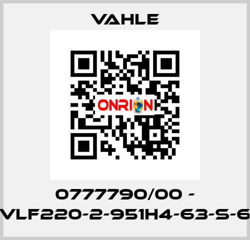 0777790/00 - VLF220-2-951H4-63-S-6 Vahle