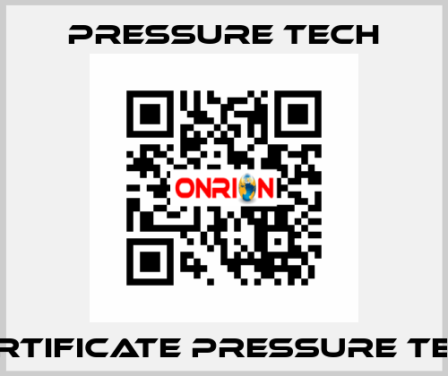 Certificate Pressure Tech Pressure Tech