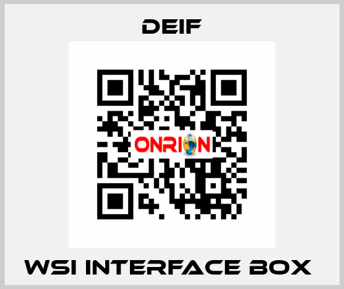 WSI INTERFACE BOX  Deif