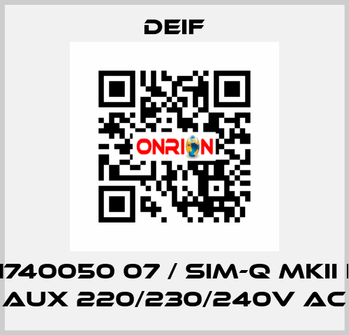 2961740050 07 / SIM-Q MKII LF, V aux 220/230/240V AC Deif