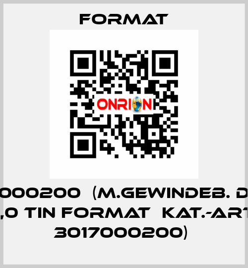 EFO17000200  (M.Gewindeb. D376C  M20,0 TiN FORMAT  Kat.-Artnr.: 3017000200)  Format