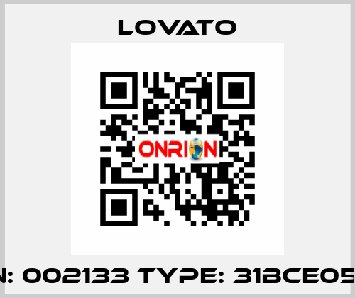 P/N: 002133 Type: 31BCE0524 Lovato