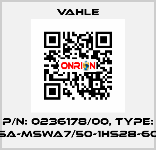 P/n: 0236178/00, Type: SA-MSWA7/50-1HS28-60 Vahle