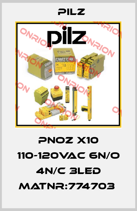 PNOZ X10 110-120VAC 6n/o 4n/c 3LED MatNr:774703  Pilz