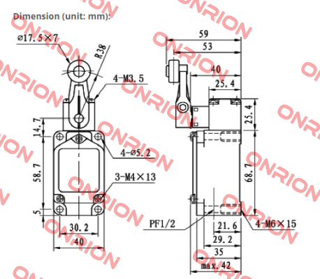 ATO-HTLS-ARL /High Temperature Limit Switch with Adjustable Roller Lever, 350°C Moeller (Eaton)