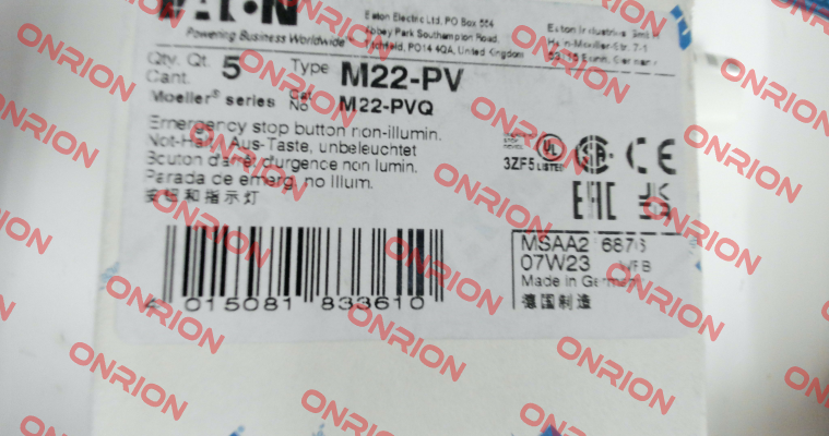 P/N: 216876, Type: M22-PV Moeller (Eaton)