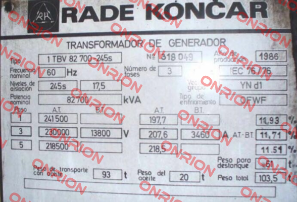 1 TBV 82 700-245s  RADE KONCAR