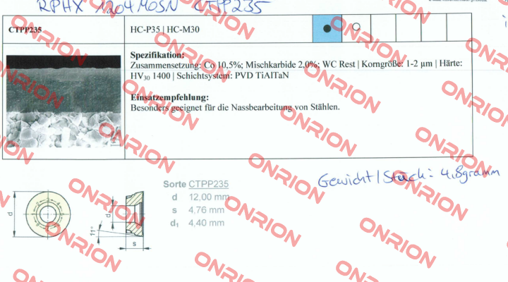 RPHX 1204MOSN CTPP235  Ceratizit