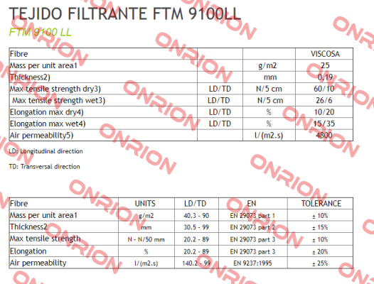  FTM 9100 LL 710 MM X100M  Filtroman