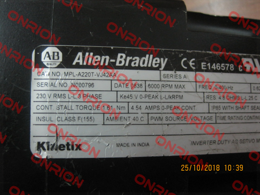 MPL-A220T-VJ42AA ( used item )  Allen Bradley (Rockwell)