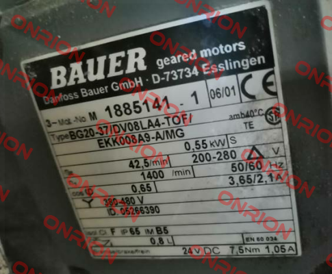 Type: BG20-37/DV08LA4-TOF/EKK008A9-A/MG Bauer