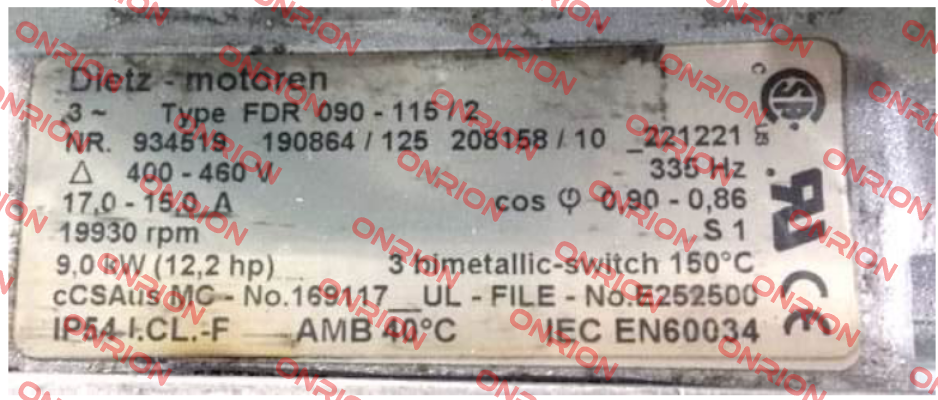 Turbine ventilation for motor FDR 090/115/2   Dietz-Motoren