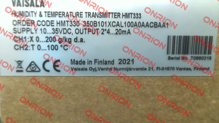 HMT330 350B101XCAL100A0AACBAA1 Vaisala