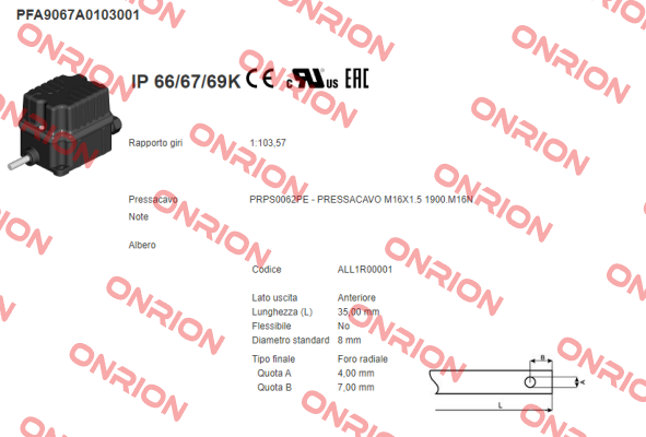 PFA9067A0103001 Ter Tecno Elettrica Ravasi