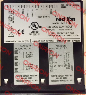 PAX10010 Obsolete, replaced by PAXI0020 and PAXI0030  Red Lion